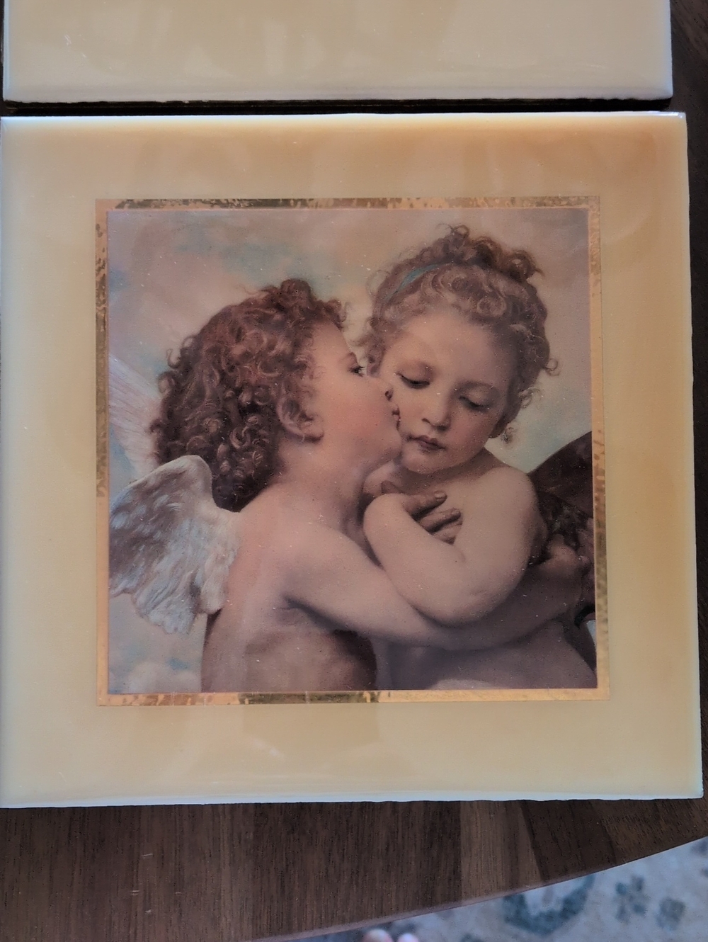 Ivory Cherub Wall Tile Art - Home Accents